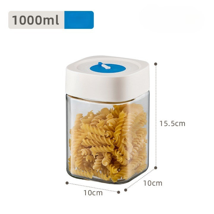 Borcan din Sticla de Inalta Calitate, Klevo, Capac Ermetic, Uz Casnic, Depozitarea Condimentelor sau a Alimentelor Umede si Uscate, 1000 mL, 10x10x15.5 cm, Alb