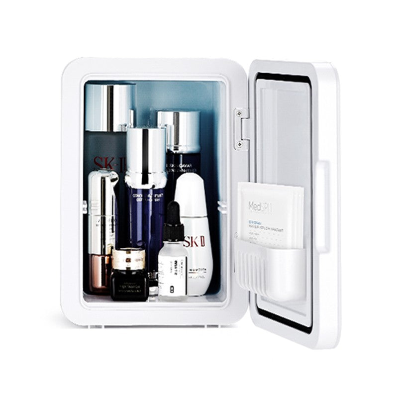 Mini frigider cosmetice, Klevo, dubla functie de incalzire/racire, portabil, 12L, alb