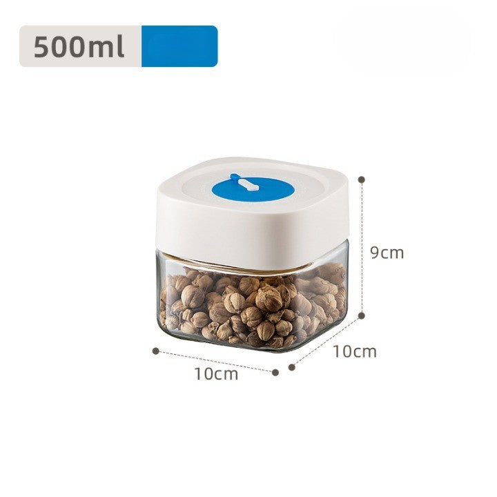 Borcan din Sticla de Inalta Calitate, Klevo, Capac Ermetic, Uz Casnic, Depozitarea Condimentelor sau a Alimentelor Umede si Uscate, 500 mL, 10x10x9 cm, Alb