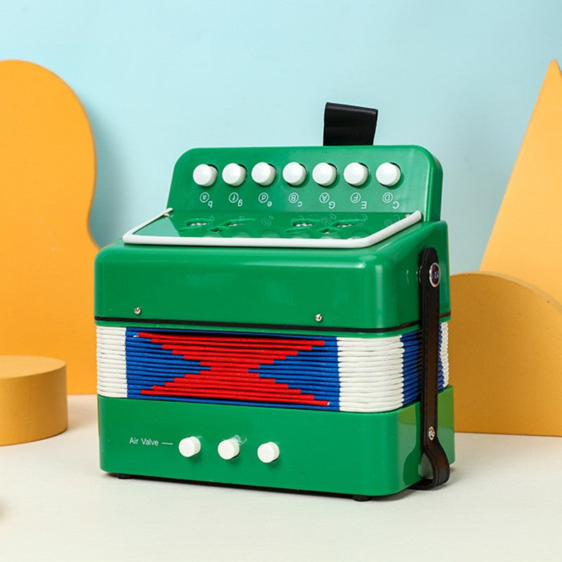 Acordeon Pentru Copii, Klevo, Acordeon Jucarie pentru Educatie Timpurie, 7 butoane 2 bass, Acordeon Instrument Muzical pentru Copii, 18 x 17 x 10 cm, Verde