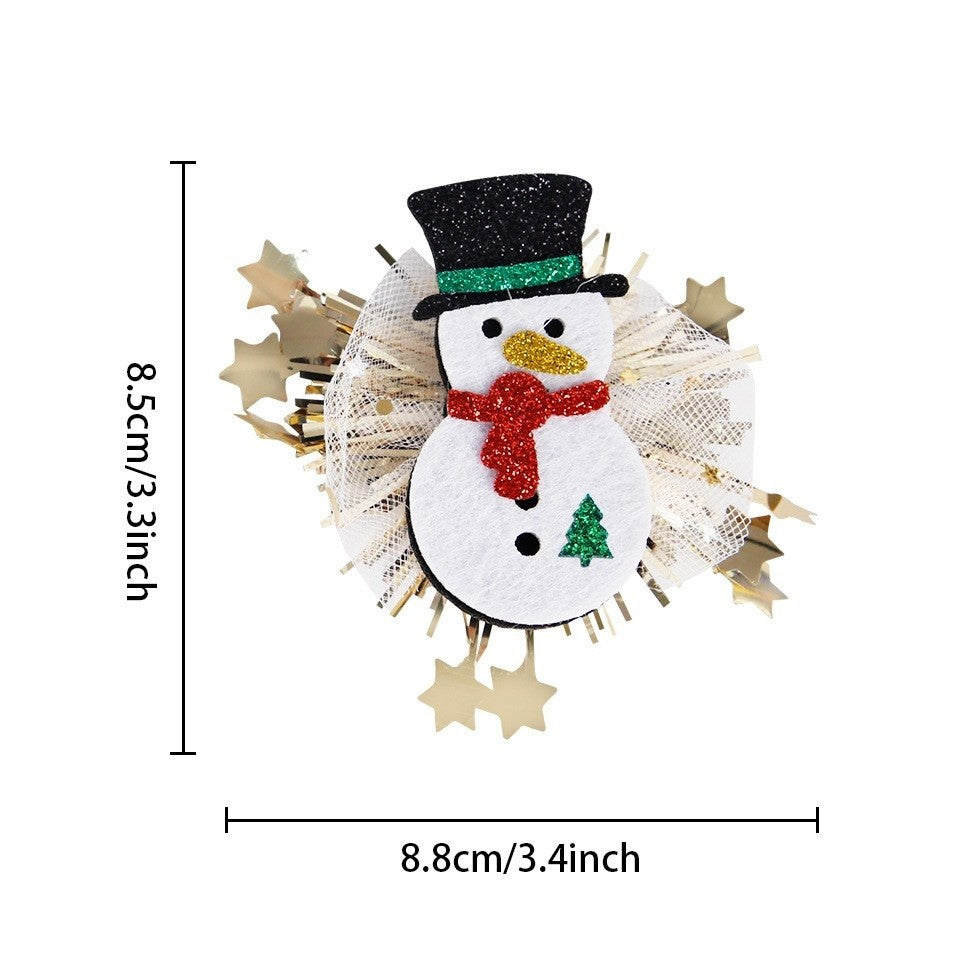 Agrafa de Par, Klevo, Tema Craciun, Model Om de Zapada, din Panza, 8.5 x 8.8 cm, Multicolor
