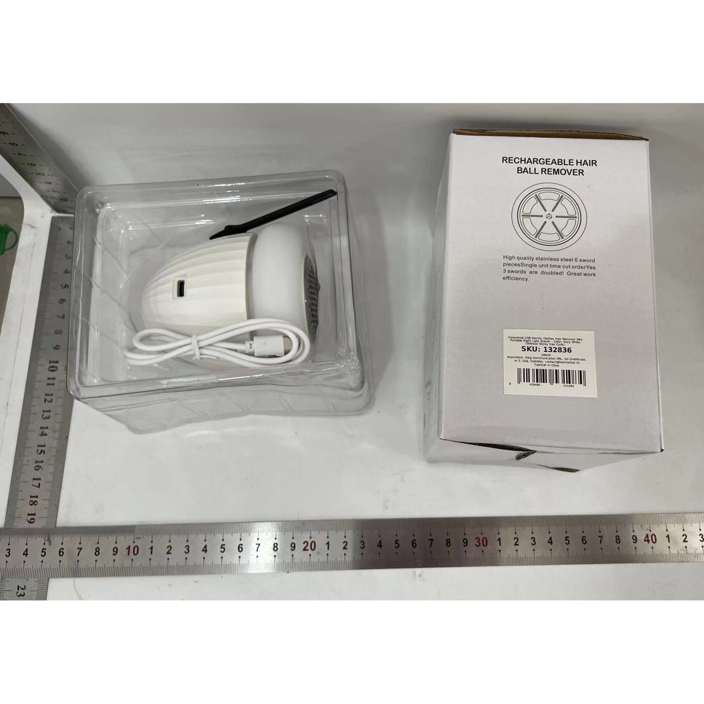 Aparat de Scame 2 in 1, Klevo, Curatare Haine si Lampa de Veghe, 3 Trepte, Incarcare Tip C, 4 W, 9 x 10 cm, Alb