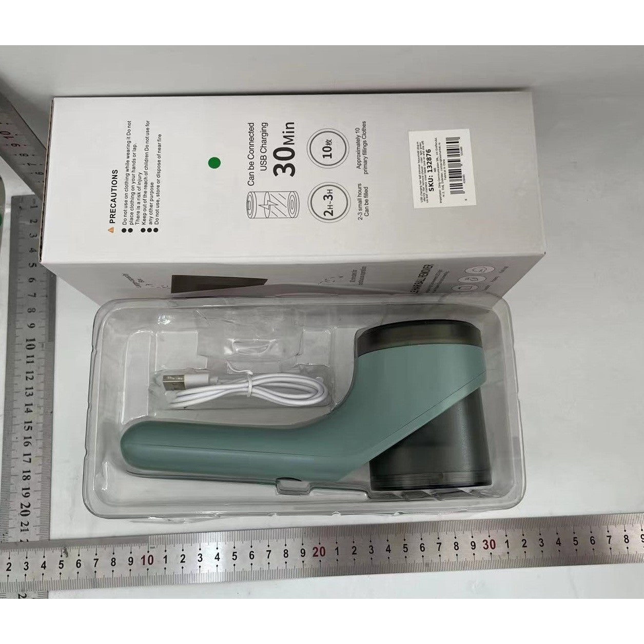 Aparat Scame si Par Haine, Klevo, Electric, USB inclus, Periuta Curatare, pentru Diferite Tesaturi, 3 Trepte, 20.5 x 8.8 x 7 cm, Verde