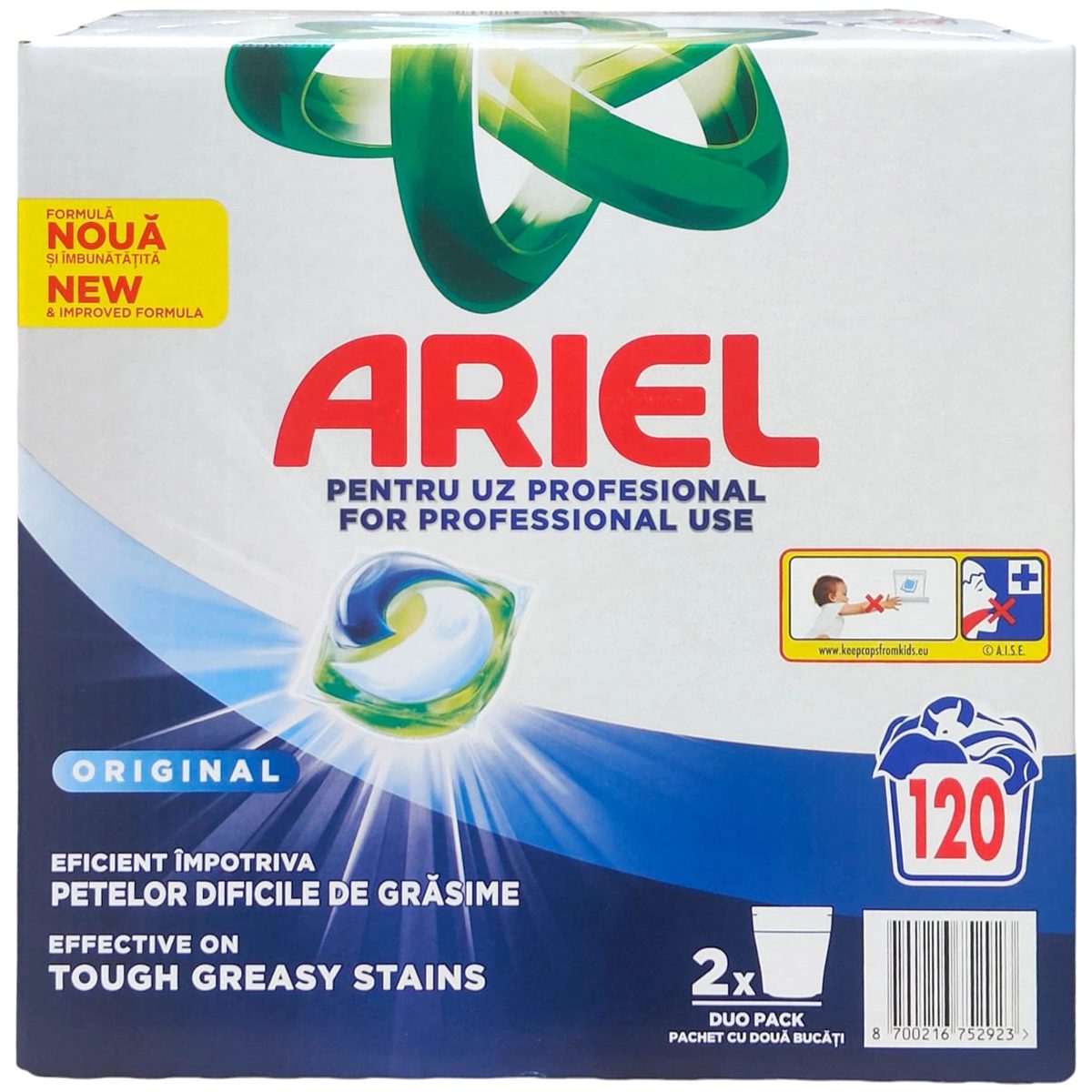 Detergent Capsule pentru Rufe, Ariel, All in 1, Regular, Set 2 x 60 Bucati