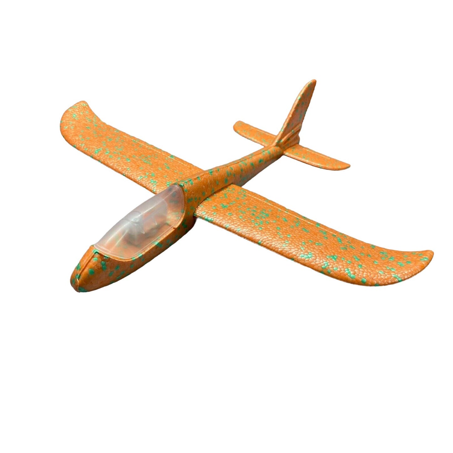 Avion Planor cu Pilot, Klevo, Din Polistiren, Cu Lumini in Cabina Pilotului, Lungime 47 cm, Portocaliu