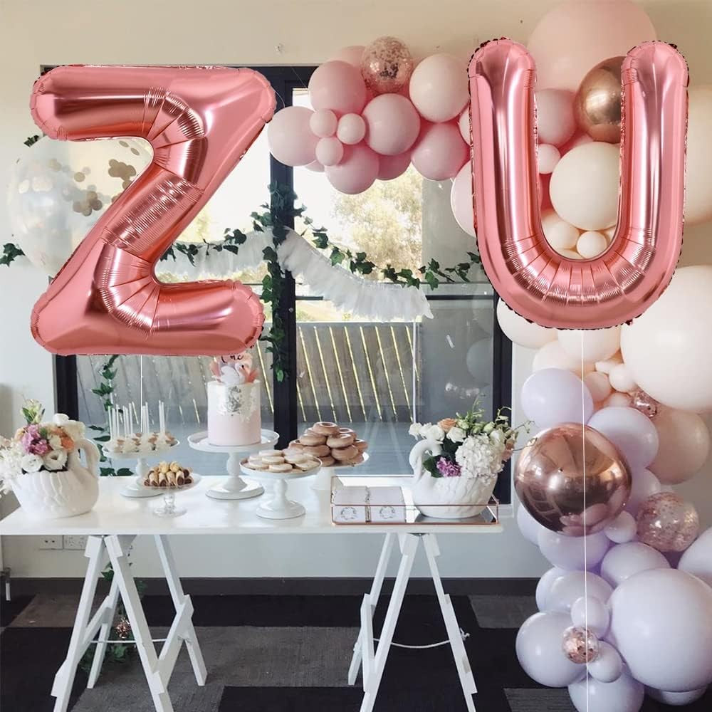 Balon Folie Metalizata Litera U, Klevo, 100 cm, Umflati cu Heliu sau Aer, Ambalaj Individual, Pai inclus, Rose Gold