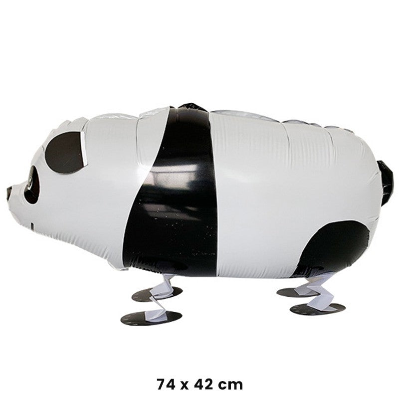 Balon din Folie Metalizata, Klevo, Figurina Animata, Model Panda, 74x42 cm, Ambalaj Individual, Pai Inclus, Umflare cu Aer sau Heliu, Alb-negru