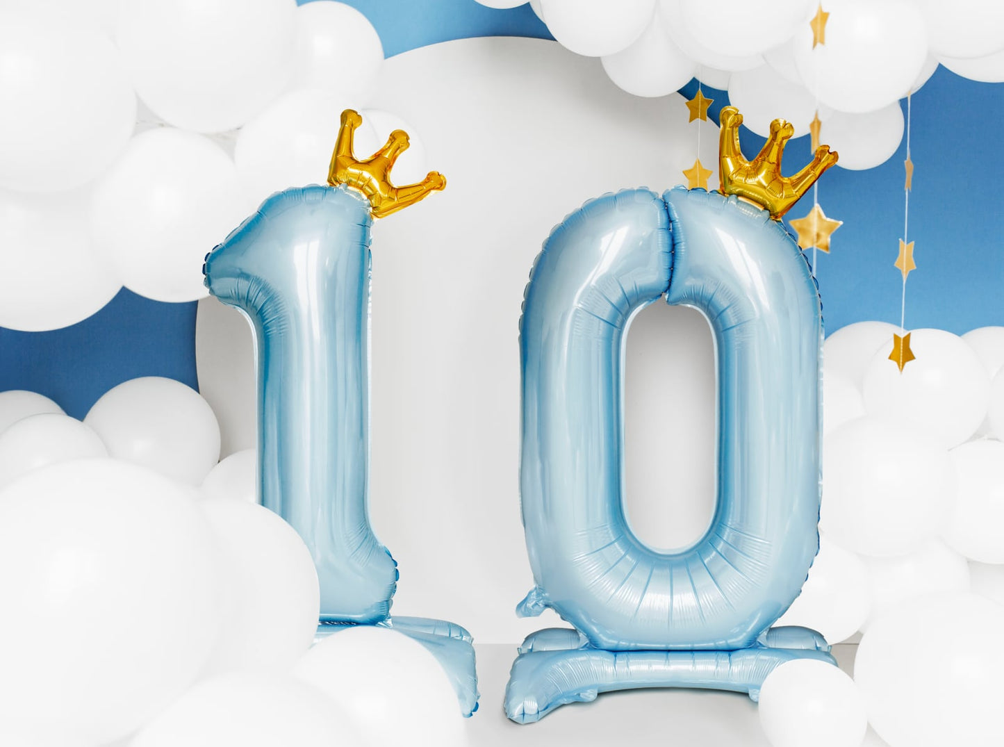 Balon folie cu suport Numărul "0", 84 cm, albastru cer (1 pachet / 1 buc.)