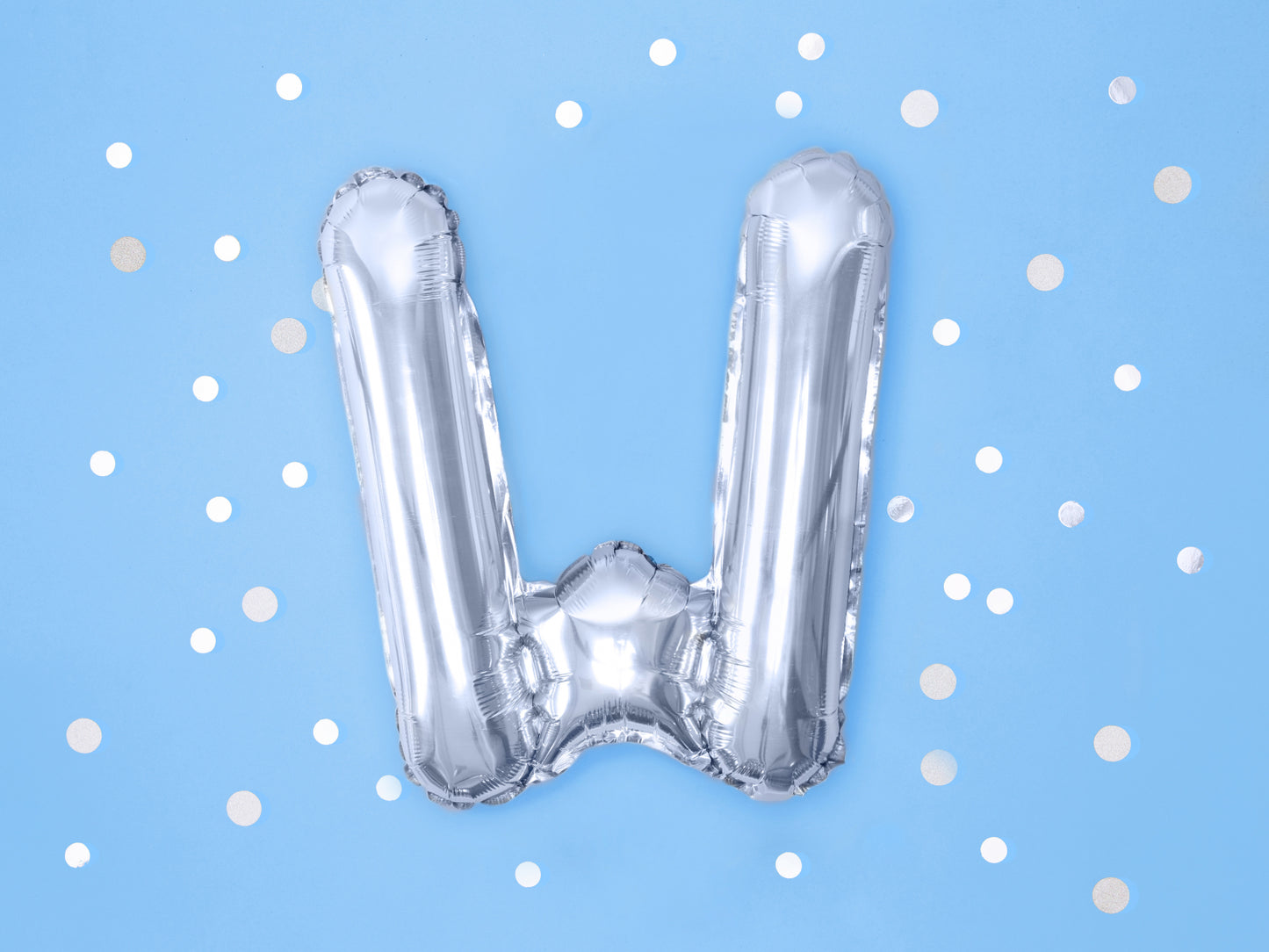 Balon folie Litera ''W'', 35cm, argintiu (1 buc.)
