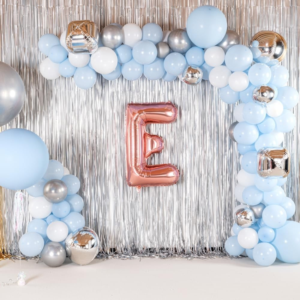 Balon Folie Metalizata Litera E, Klevo, 40 cm, Umflati cu Heliu sau Aer, Ambalaj Individual, Pai inclus, Rose Gold