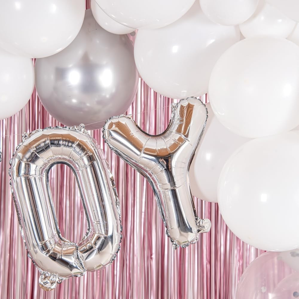 Balon Folie Metalizata Litera O, Klevo, 40 cm, Umflati cu Heliu sau Aer, Ambalaj Individual, Pai inclus, Argintiu
