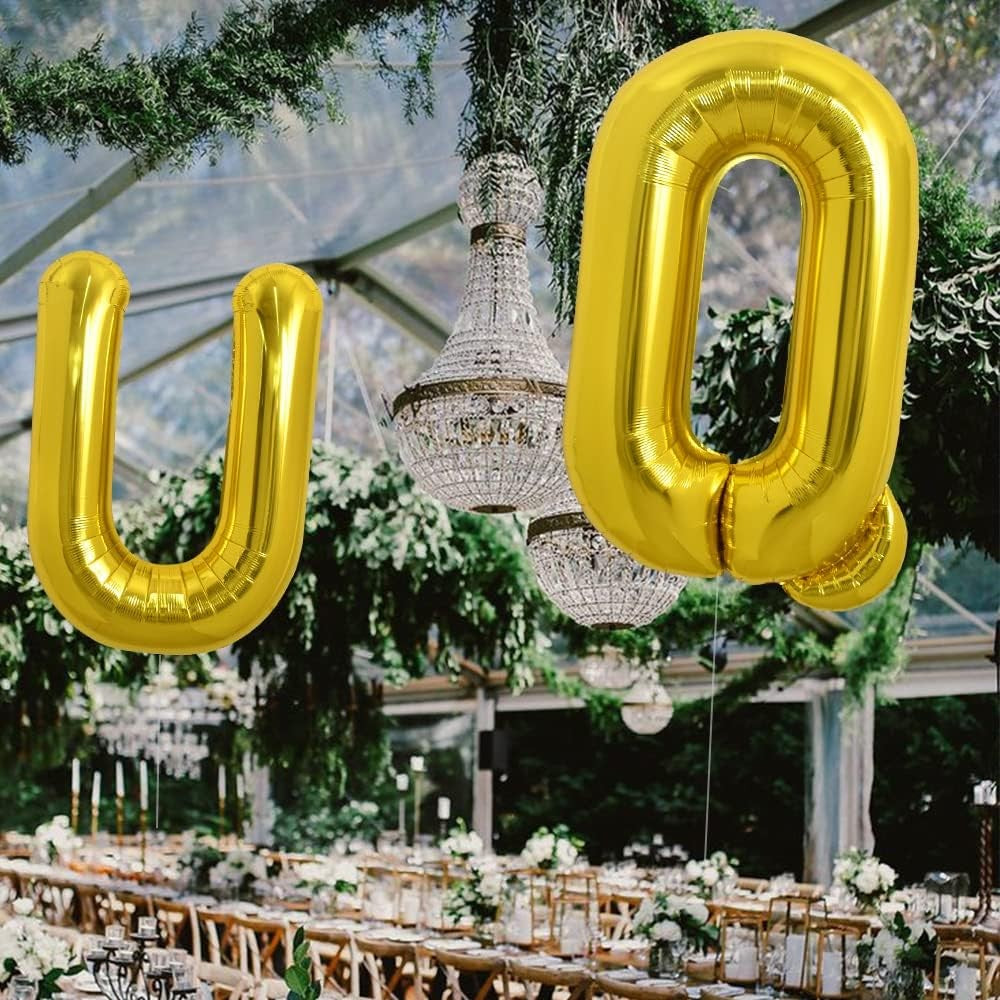 Balon Folie Metalizata Litera U, Klevo, 80 cm, Umflati cu Heliu sau Aer, Ambalaj Individual, Pai inclus, Auriu