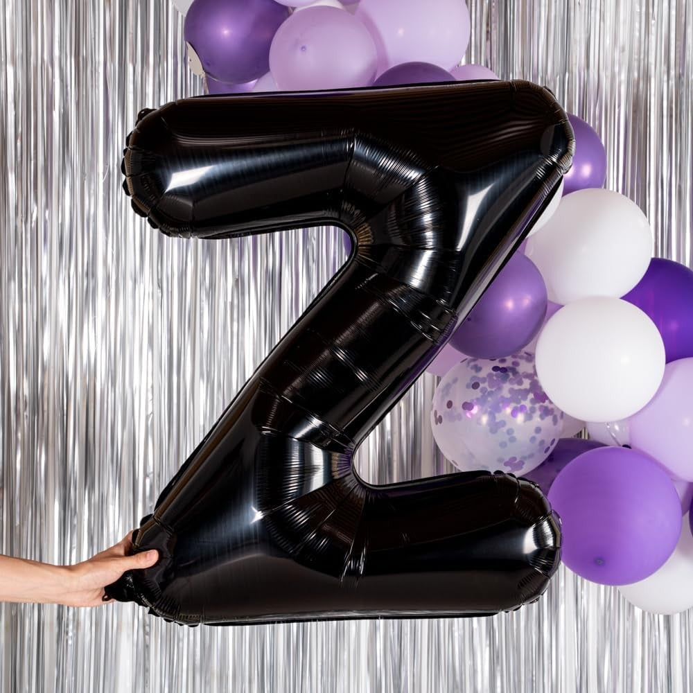 Balon Folie Metalizata Litera Z, Klevo, 40 cm, Umflati cu Heliu sau Aer, Ambalaj Individual, Pai inclus, Negru