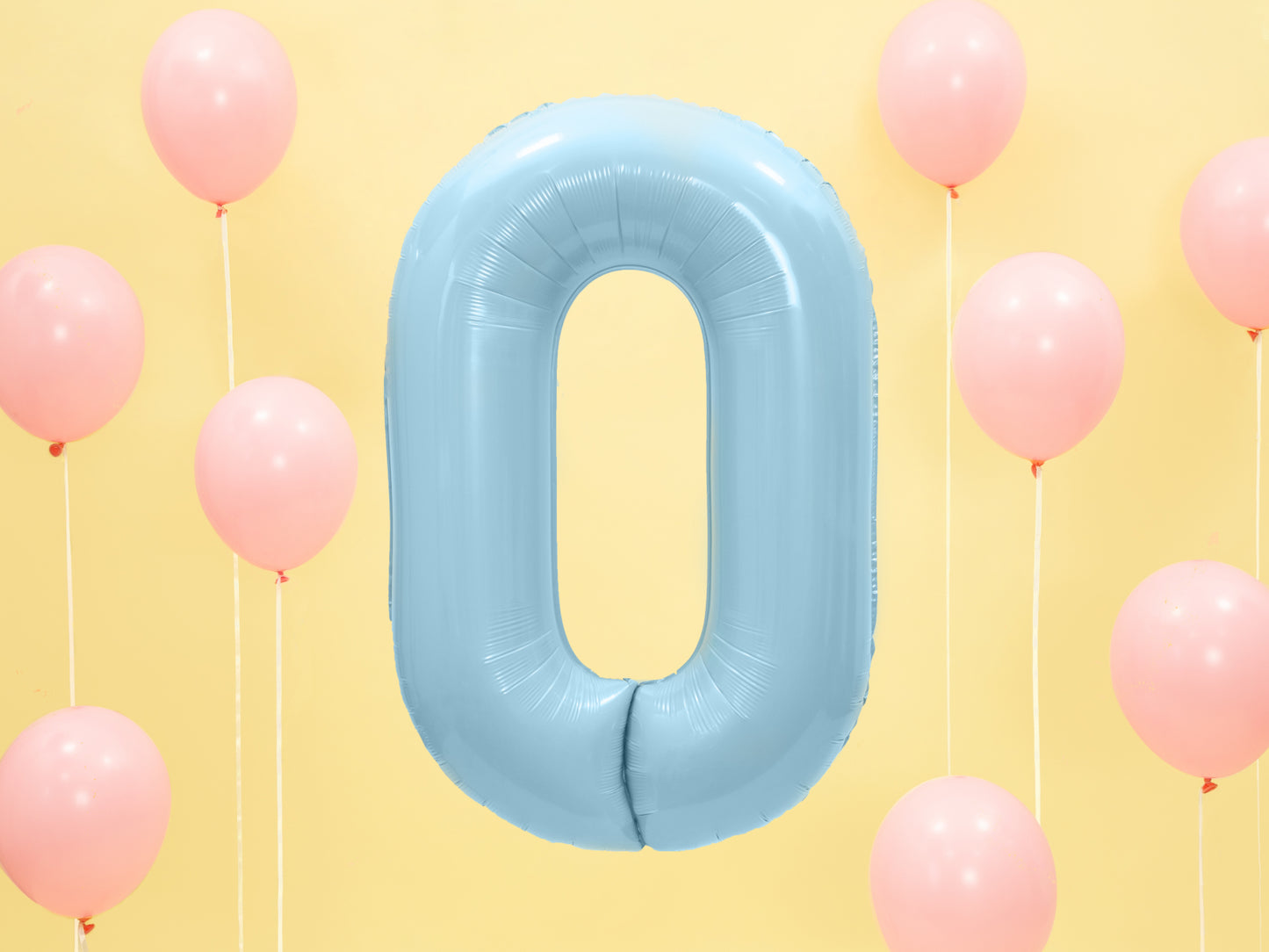 Balon folie Numărul "0", 86 cm, albastru deschis (1 pachet / 1 buc.)