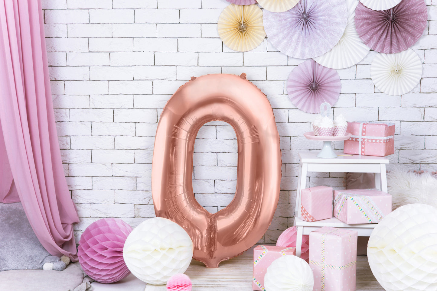 Balon folie Numărul "0", 86 cm, roz auriu (1 pachet / 1 buc.)