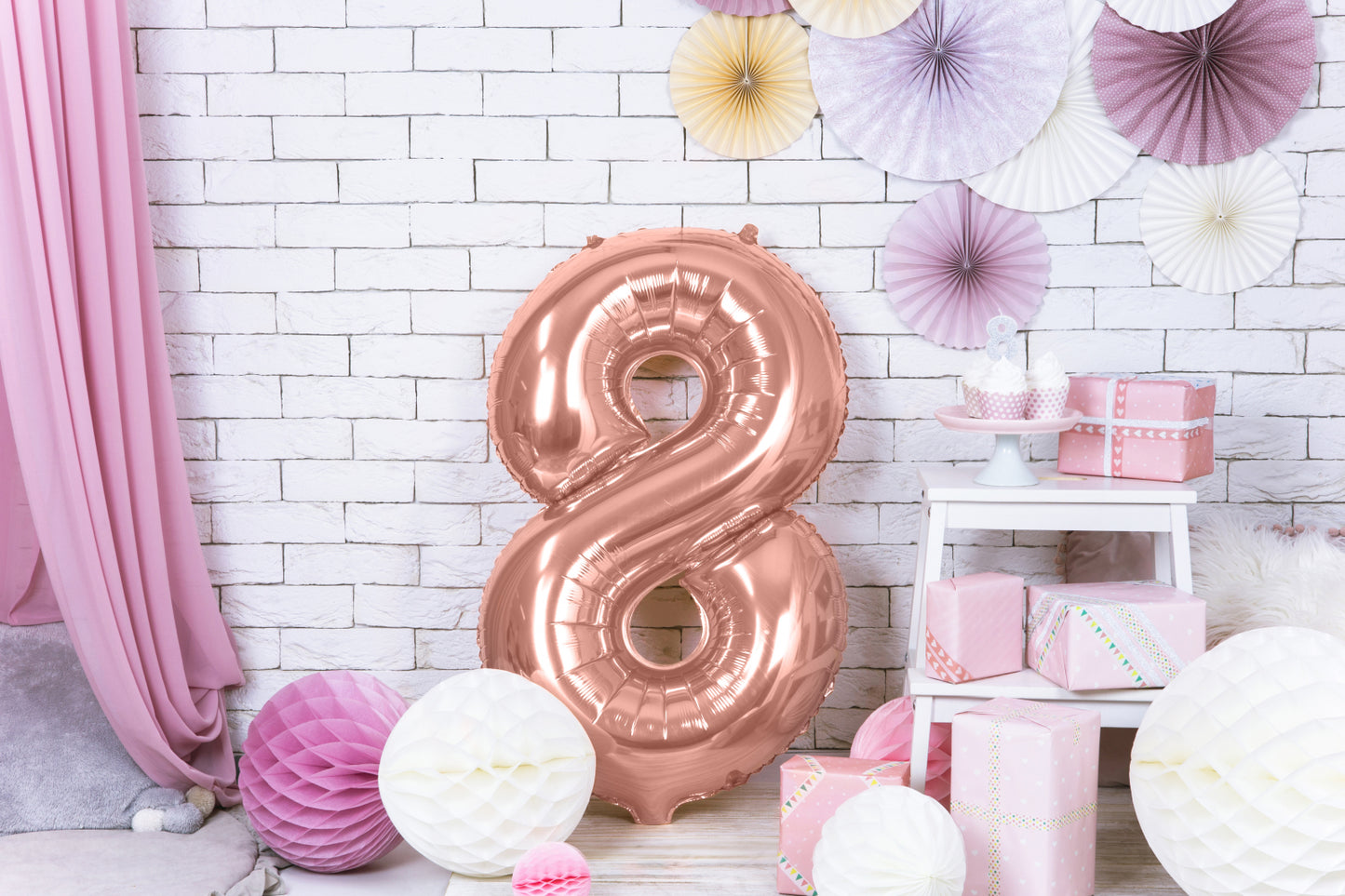Balon folie Numărul "8", 86 cm, roz auriu (1 pachet / 1 buc.)