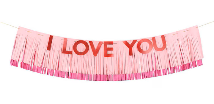 Banner decorativ PartyDeco, 150x30cm, Rosu/Roz