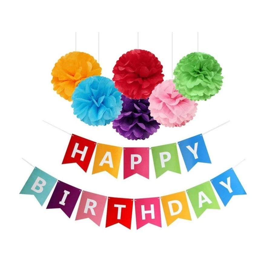 Banner Happy Birthday 100x200 cm, Klevo, Dimensiune Stegulet 11.5x16.5 cm, Rola de Ata Inclusa, Multicolor