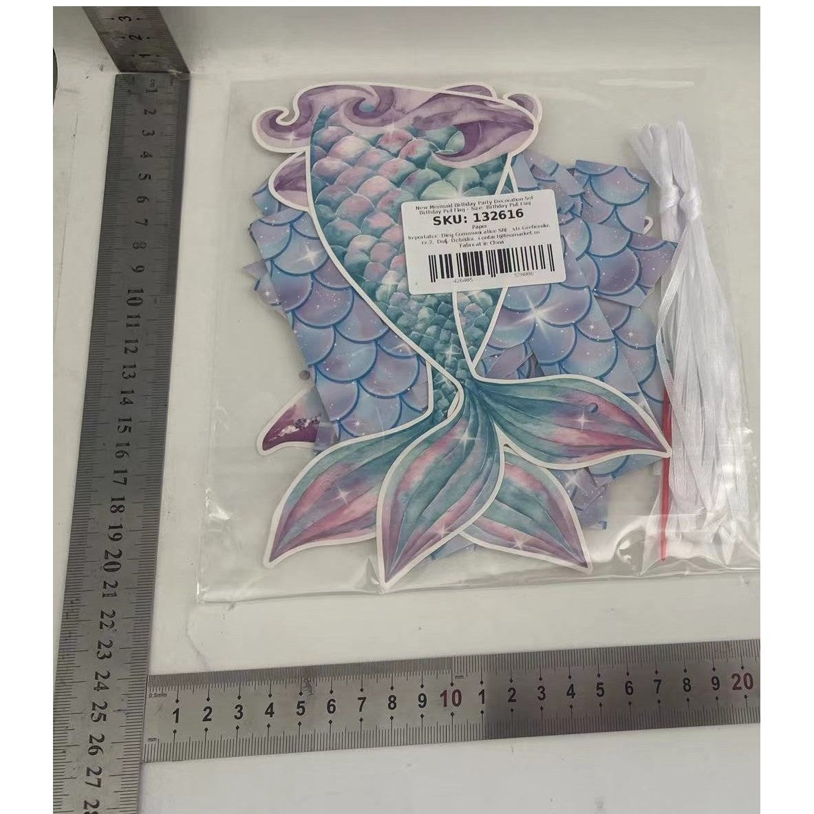Banner Happy Birthday Sirena, Klevo, Colectia Mermaid, 17 Piese, Multicolor