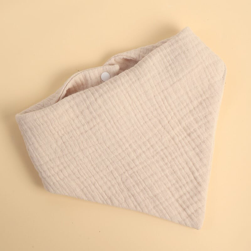 Baveta Triunghiulara, Klevo, din Bumbac, pentru Copii 0-12 Luni, 33x32 cm, Rezistenta la Apa, Crem
