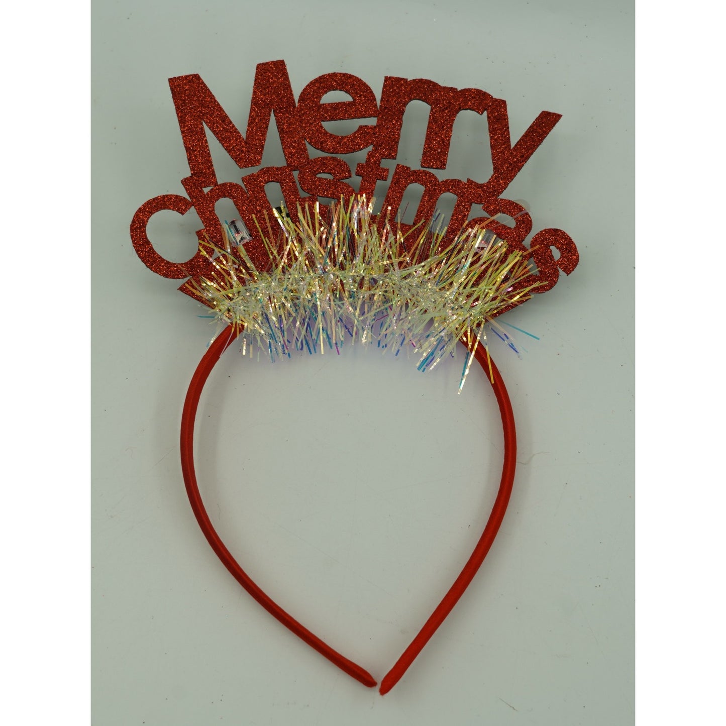 Bentita/cerc Mery Cristmas, culoare rosu cu sclipici, marime standard, Klevo