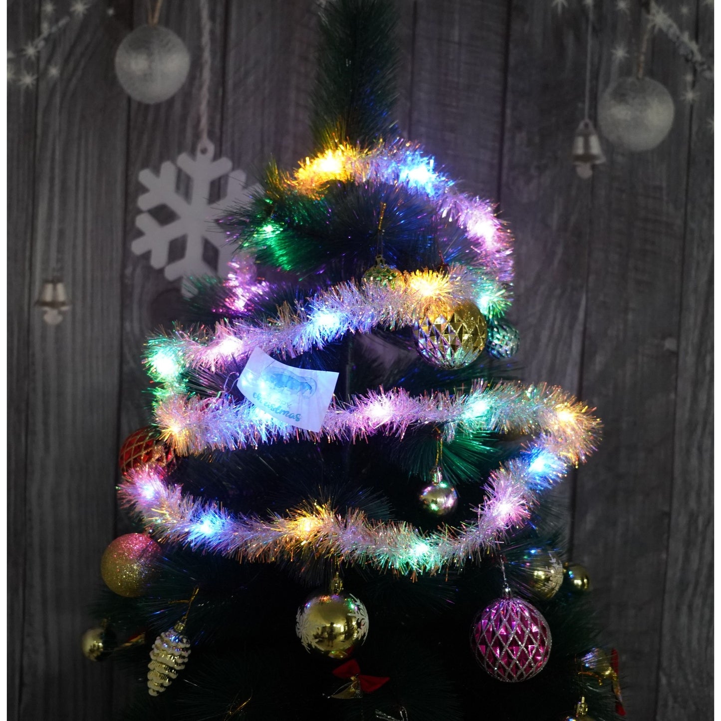 Beteala Craciun cu LED, Multicolora, simpla, 2 m x 5 cm, PVC, Sir, Artificiala, Klevo