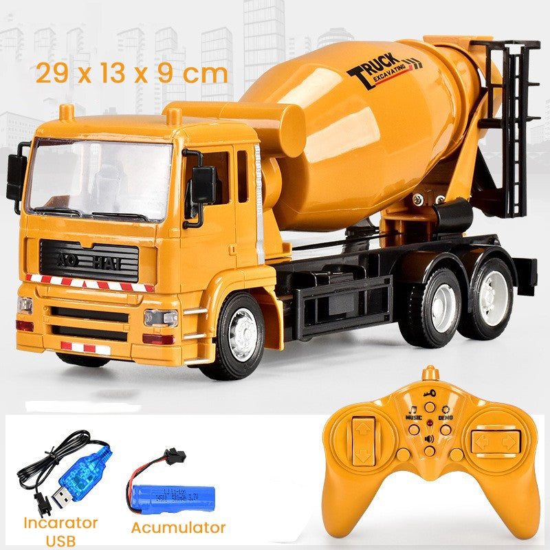 Camion Betoniera Jucarie pentru Copii, Klevo, Jucarie Camion Betoniera cu Telecomanda, Jucarie de Constructie, Acumulator cu Incarcare USB, 29 x 13 x 9 cm, Galben