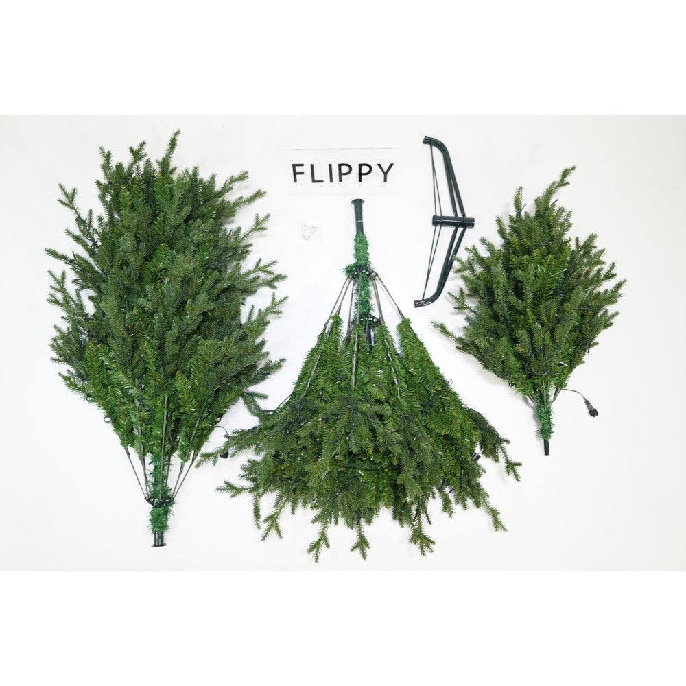 Brad Artificial de Craciun, Becuri led incluse in ramuri, pentru interior/exterior, inaltime 180 cm, diametru 128 cm, 1246 ramuri, Klevo, verde, suport metalic inclus