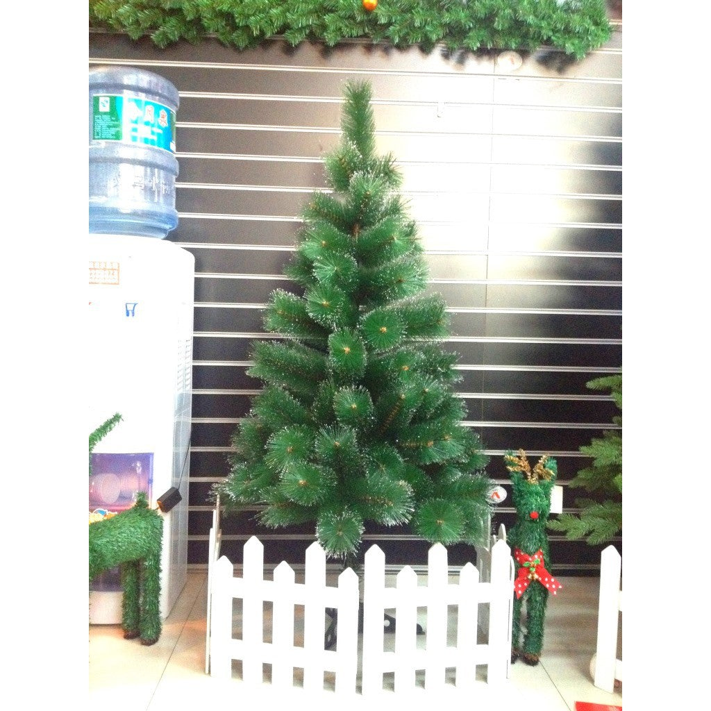 Brad artificial de Craciun tip pin, clasic, pentru interior/exterior, inaltime 90 cm, Klevo, verde, suport de plastic inclus
