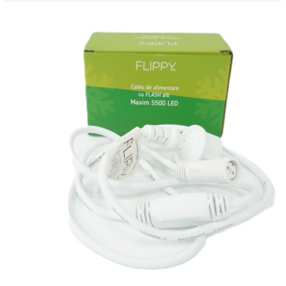 Cablu de Alimentare Instalatie de Craciun, Klevo®, Max 5500 LED, cu Flash, 220 V, IP65, Alb