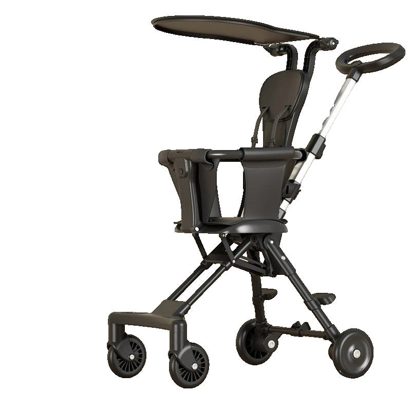 Carucior Pliabil, Klevo, 1-3 Ani, Reversibil, 4 Roti, Parasolar, din Aliaj de Aluminiu + Plastic + Textil, 52 x 42 x 90 cm, Negru
