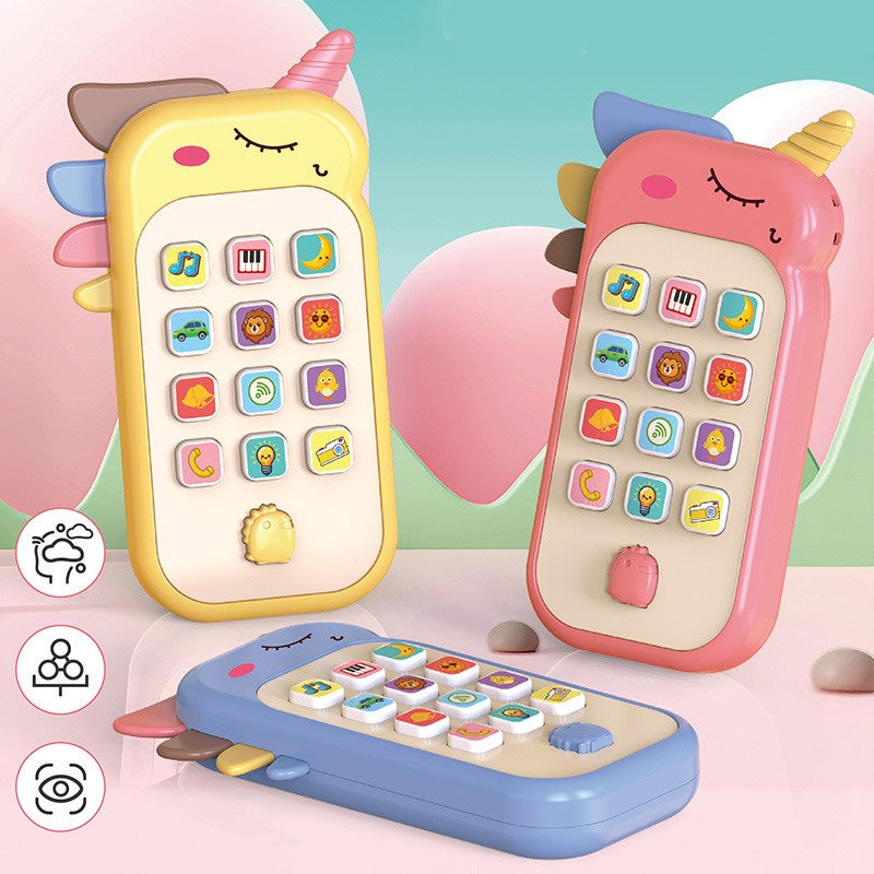 Jucarie Interactiva, Klevo, Telefon Inteligent, Model Unicorn, Functii Educative, Muzicale si Voce, 4-6 ani, 19 x 11.5 cm, din Plastic, Galben