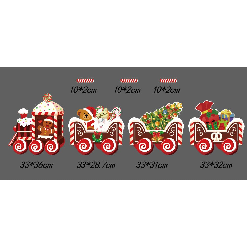 Decoratiune de Craciun, Klevo, pentru Gradina, Tip Trenulet, 4 Figurine + Bete de Infipt in Pamant, din Plastic, Impermeabil, Model Tren cu Omul Briosa, Multicolor