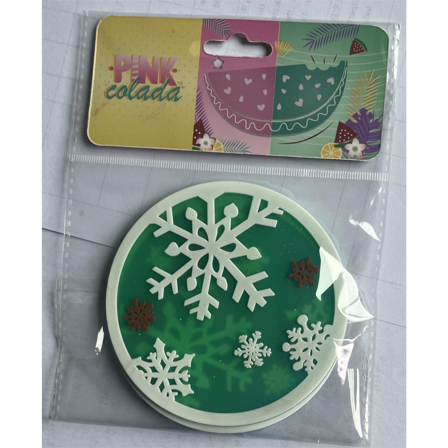 Suport pentru Pahar, Klevo, Model Fulg de Nea, din PVC, 10 cm, Rezistent la Caldura, Verde