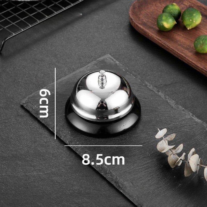 Clopotel sonerie metalica Klevo, pentru receptie hoteluri, baruri, restaurante, material metal si plastic, 6 x 8.5 cm, argintiu