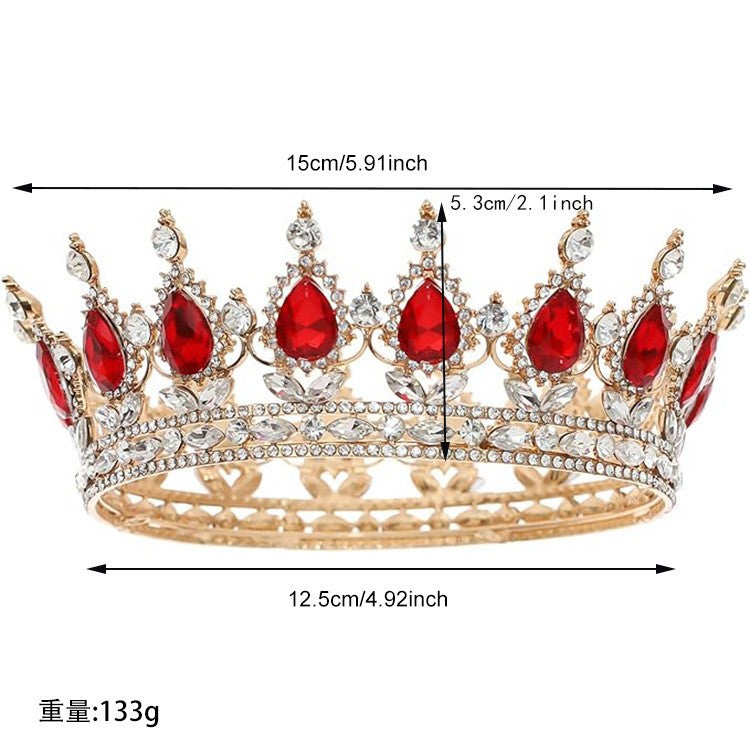 Diadema, Klevo, din Aliaj, cu Cristale, Accesoriu Par, Aniversare, Nunta, Petrecere, 15 x 5.3 x 12.5 cm, Rosu/Alb