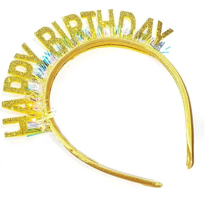 Coronita Decorativa pentru Petreceri, Klevo, Tema Aniversare, Model Happy Birthday, Marime Universala, Auriu