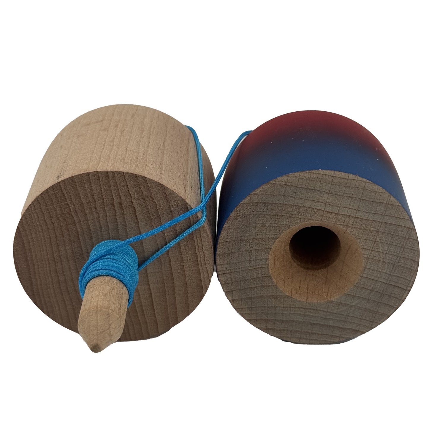 Kendama Pill X Originala, Klevo, Profesionala Model Rubber Grip Pilula, din Lemn, Varsta 9+, Ata 62/65 cm, 11 x 5 x 5 cm, Gradient Rosu/Albastru
