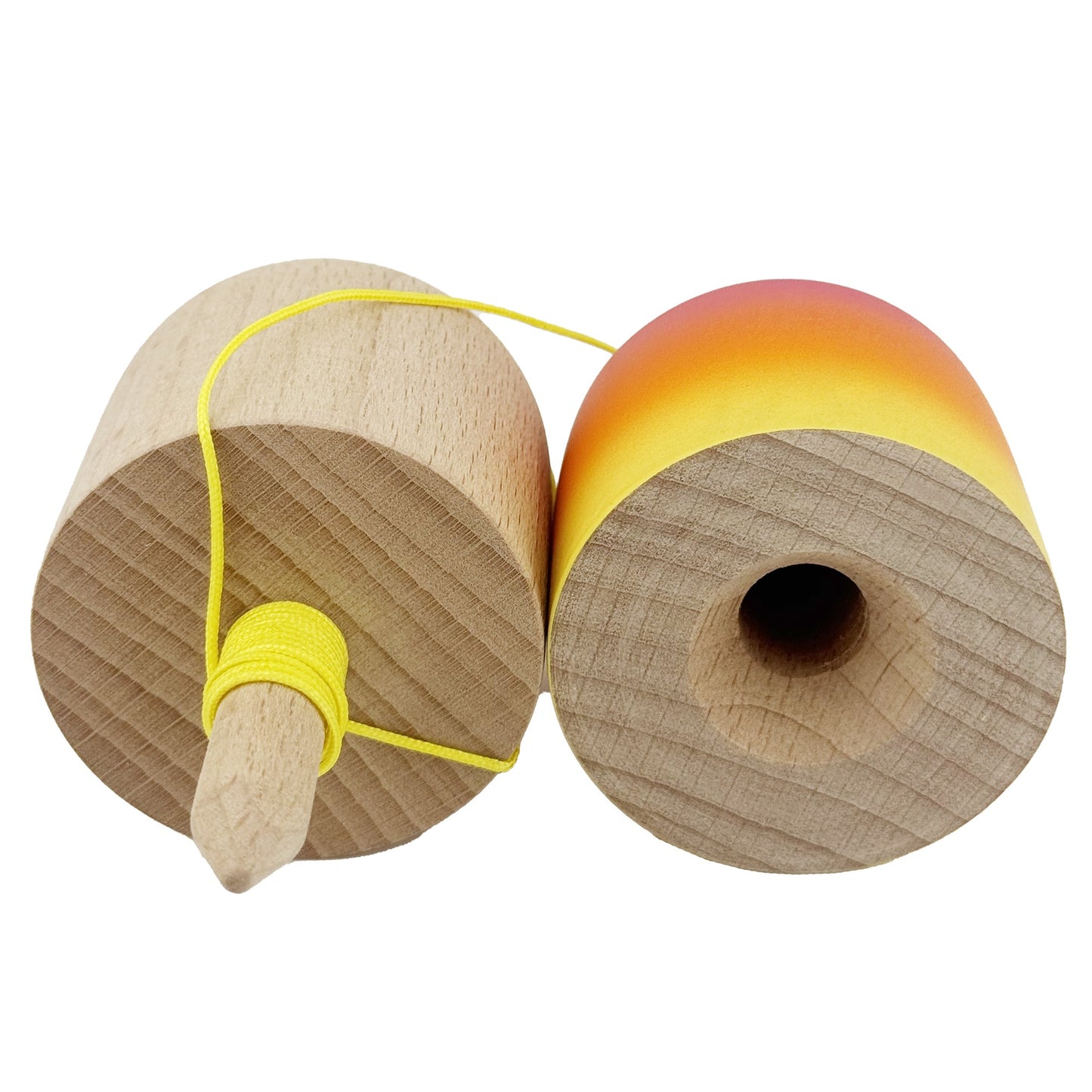 Kendama Pill X Originala, Klevo, Profesionala Model Rubber Grip Pilula, din Lemn, Varsta 9+, Ata 62/65 cm, 11 x 5 x 5 cm, Gradient Roz/Portocaliu/Galben