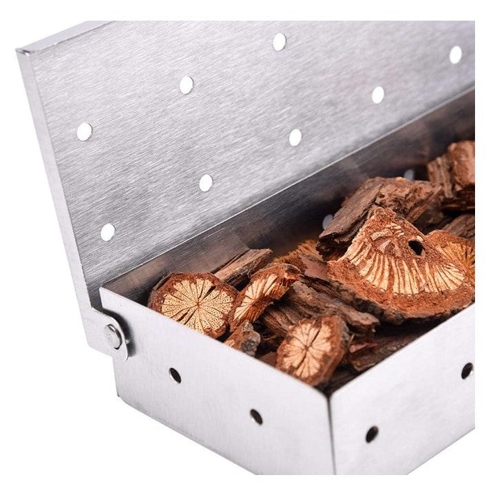 Cutie de afumator pentru gratar Klevo, Inox, 9.6x4.4x22.2 cm, Argintiu