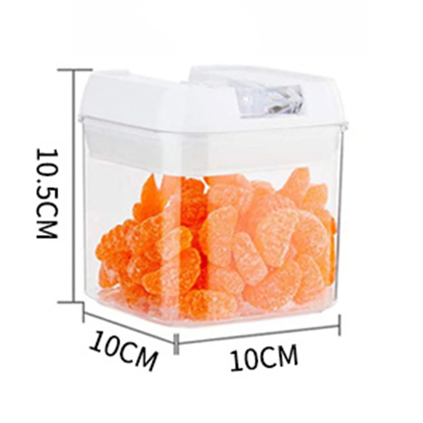 Cutie de Depozitare Alimente, Klevo, Cutie de Depozitare tip Container pentru Bucatarie, cu Capac, Inchidere Ermetica, Cutie pentru Cereale, 10.5 x 10 x 10 cm, volum 0.5 L, Alb