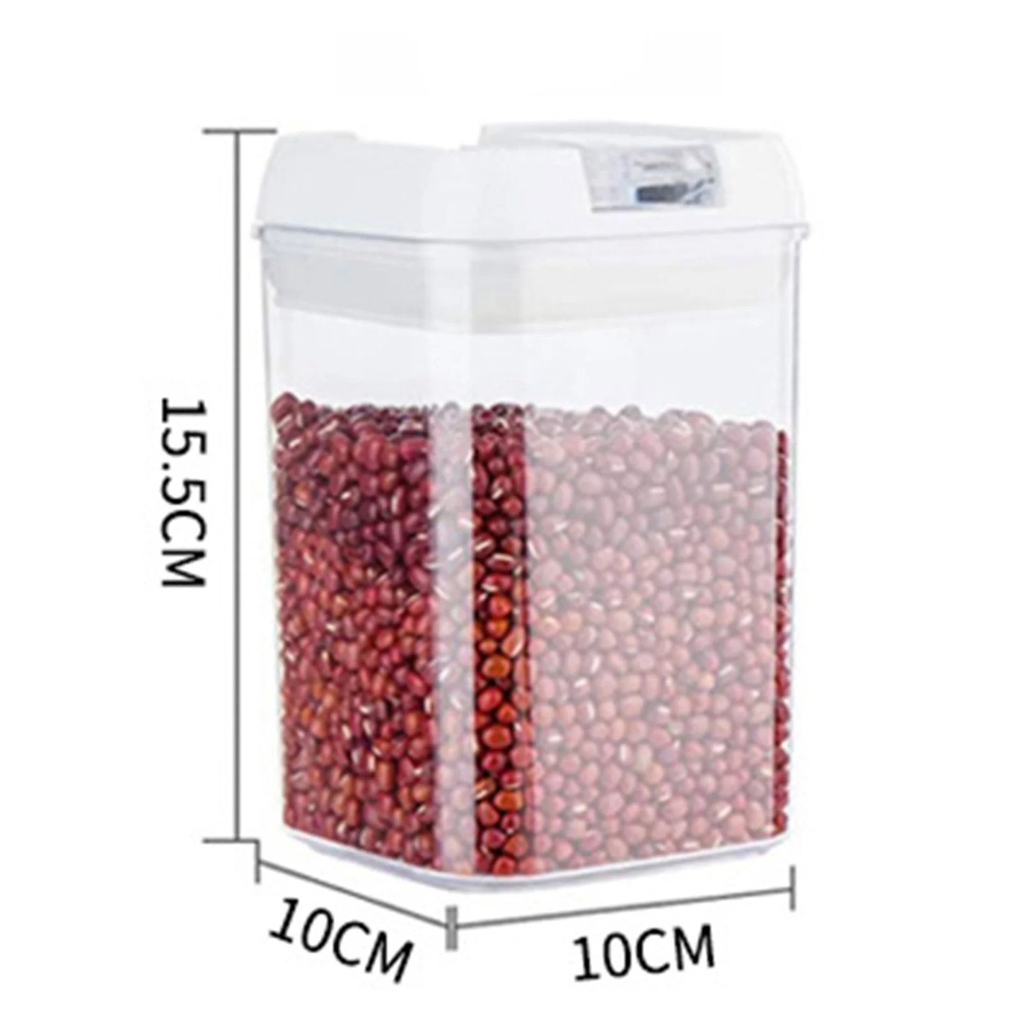 Cutie de Depozitare Alimente, Klevo, Cutie de Depozitare tip Container pentru Bucatarie, cu Capac, Inchidere Ermetica, Cutie pentru Cereale, 15.5 x 10 x 10 cm, volum 0.8 L, Alb