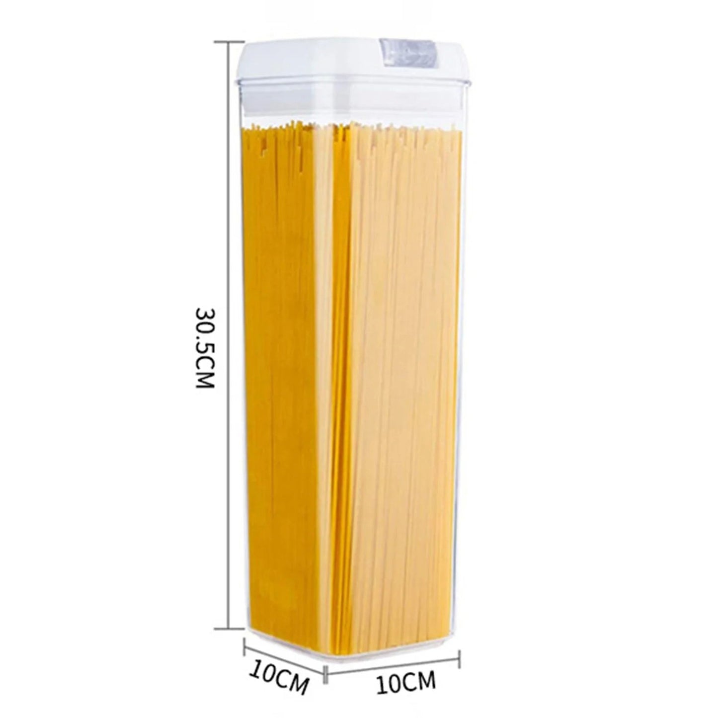 Cutie de Depozitare Alimente, Klevo, Cutie de Depozitare tip Container pentru Bucatarie, cu Capac, Inchidere Ermetica, Cutie pentru Cereale, 30.5 x 10 x 10 cm, volum 1.9 L, Alb
