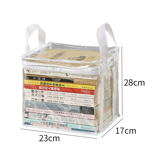 Cutie de Depozitare, Klevo, din PVC+Textil, Rezistenta la Apa, Geanta pentru Carti, 23x17x28 cm, Transparent-Alb