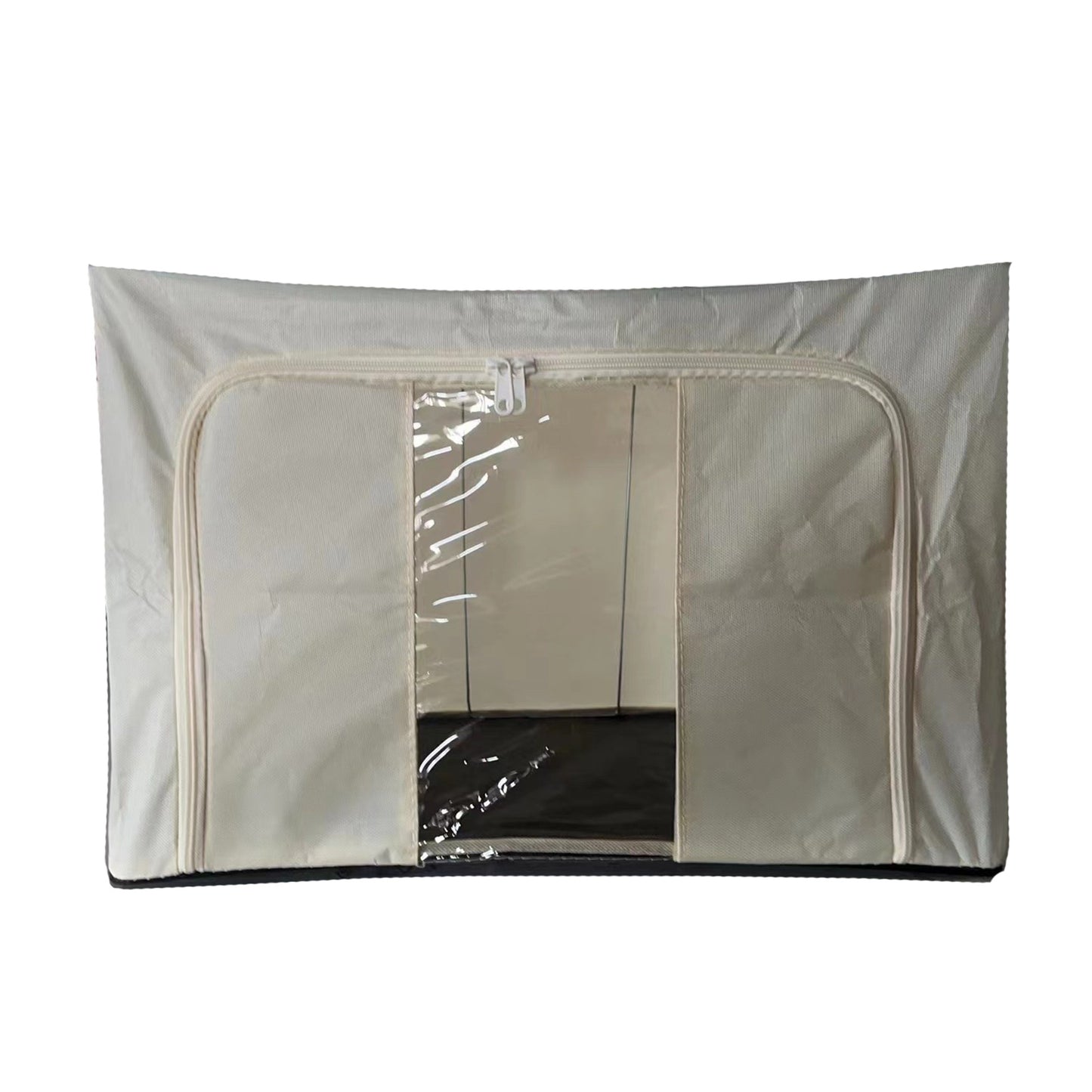 Cutie de depozitare Pliabila, Klevo, Cadru Metalic, cu fermoar, 100 L, material Textil, 60 x 42 x 40 cm, suport de baza din plastic stabil, Bej