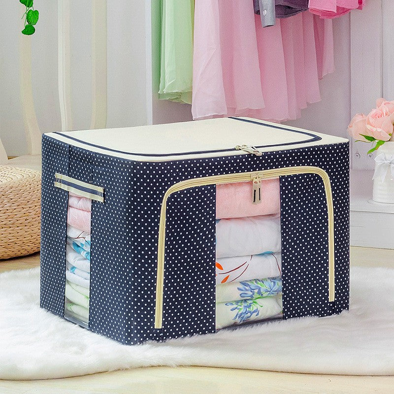Cutie de Depozitare Pliabila, Klevo, 66 L, din Panza Oxford, 50x40x33 cm, 2 Ferestre, Frontala si Laterala, 2 Usi de Acces cu Fermoar Bidirectional