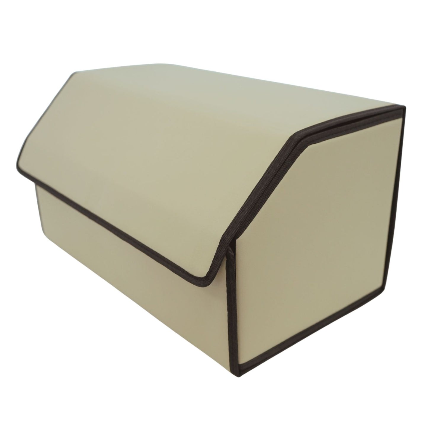 Cutie de Depozitare Auto, Klevo, Organizator Premium Portbagaj, Geanta Multifunctionala din Piele Ecologica, 2 Compartimente Depozitare, Pliabil si Rezistent la Uzura, Bej, 55 x 30 x 30cm