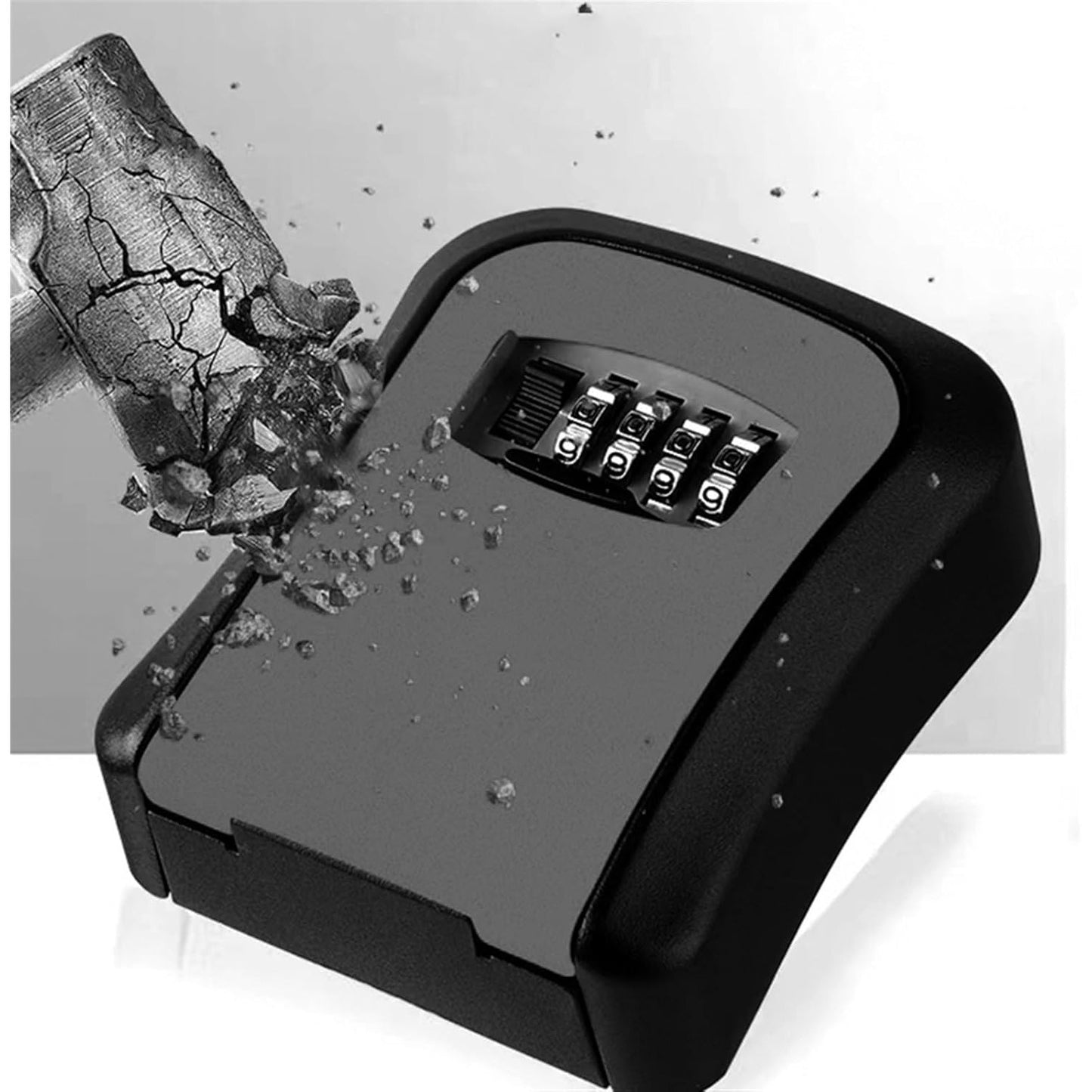 Cutie pentru Chei cu Parola, Klevo, din Aliaj de Aluminiu si Plastic, Cod din 4 Cifre, Impermeabila, Negru