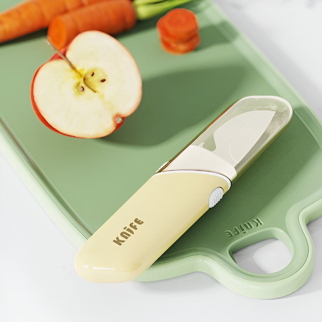 Cutit de Fructe Multifunctional, Klevo, Razatoare, Curatator Fructe-Legume, Deschizator de Sticle, 18.1x3.8x2cm, Galben