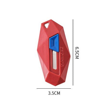 Cutter pentru Cutii, Klevo, Varf Rotunjit si Zimtat, Tip Breloc, 6.5x3.5 cm, Rosu